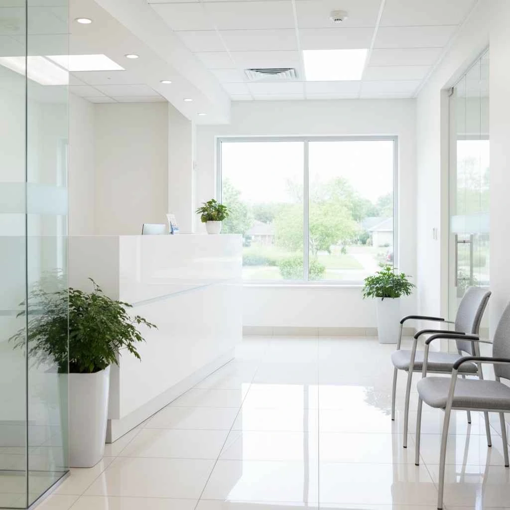 medical office waiting room after cleaning