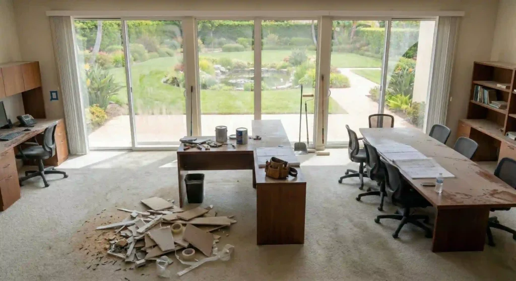 dusty room after renovation in Garden City.
