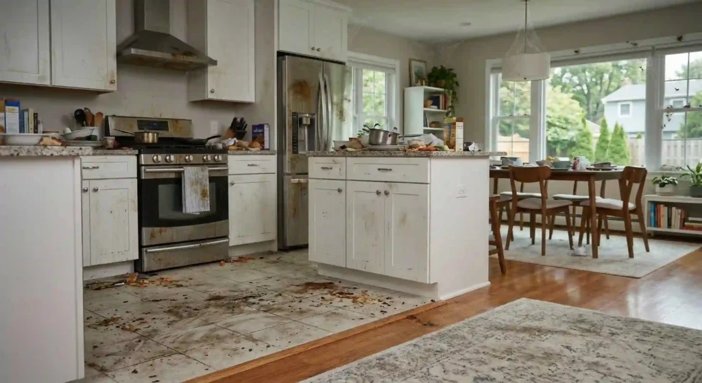 kitchen before deep cleaning
